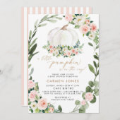Fall Floral Pumpkin Fall Baby Dusche Einladung (Vorne/Hinten)