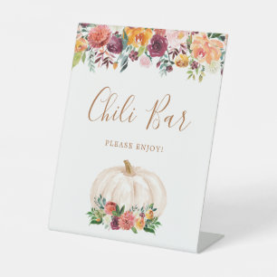 Fall Floral Pumpkin Food Chili Bar Sign Sockelschild