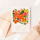 Fall Floral Pumpkin Friendsgiving Brunch Einladung