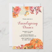 Fall Floral Pumpkin Friendsgiving Einladungen (Vorderseite)