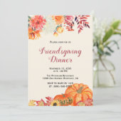 Fall Floral Pumpkin Friendsgiving Einladungen (Stehend Vorderseite)