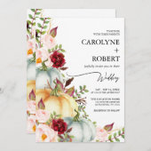 Fall Floral Pumpkin Hochzeit Einladung (Vorne/Hinten)