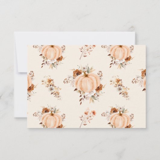 Fall Floral Pumpkin Hochzeit QR-Code RSVP Karte (Rückseite)