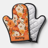 Fall Floral Pumpkin individuell anpassbar Ofenhandschuh (Vorderseite/Rückseite)