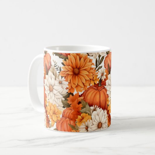 Fall Floral Pumpkin Kaffeetasse (Vorderseite Links)