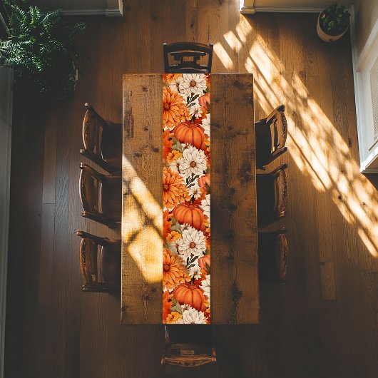 Fall Floral Pumpkin Kurzer Tischläufer