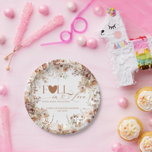 Fall Floral Pumpkin Neutral Baby Dusche Pappteller (Party)