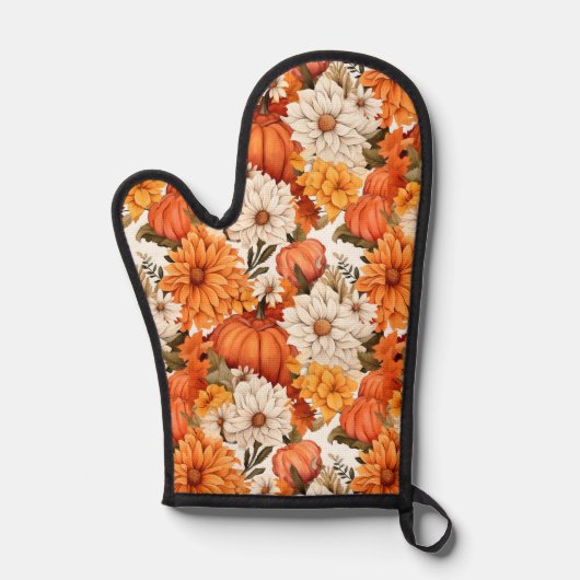 Fall Floral Pumpkin Ofenhandschuh (Vorderseite)