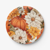 Fall Floral Pumpkin Pappteller (Vorderseite)