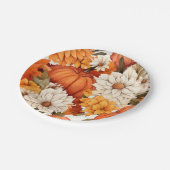 Fall Floral Pumpkin Pappteller (Schrägansicht)