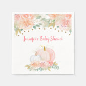 Fall Floral Pumpkin Pink & Gold Baby Dusche Serviette (Vorderseite)