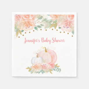 Fall Floral Pumpkin Pink & Gold Baby Dusche Serviette