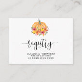 Fall Floral Pumpkin Registry Brautparty Begleitkarte (Vorderseite)