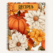 Fall Floral Pumpkin Rezept Notizblock (Vorderseite)