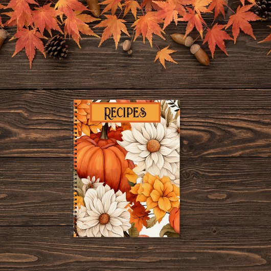 Fall Floral Pumpkin Rezept Notizblock