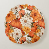 Fall Floral Pumpkin Rundes Kissen (Vorderseite)
