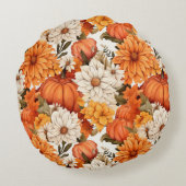 Fall Floral Pumpkin Rundes Kissen (Rückseite)