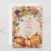 Fall Floral Pumpkin Rustikale Hochzeit Einladung (Vorderseite)