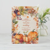 Fall Floral Pumpkin Rustikale Hochzeit Einladung (Stehend Vorderseite)