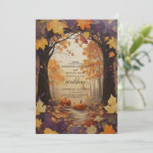 Fall Floral Pumpkin Rustikale Hochzeit Einladung (Stehend Vorderseite)