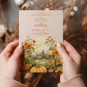 Fall Floral Pumpkin Rustikale Hochzeit Einladung