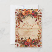 Fall Floral Pumpkin Rustikale Hochzeit RSVP Karte (Vorderseite)