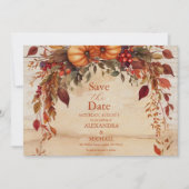 Fall Floral Pumpkin Rustikale Hochzeit Save The Date (Vorderseite)