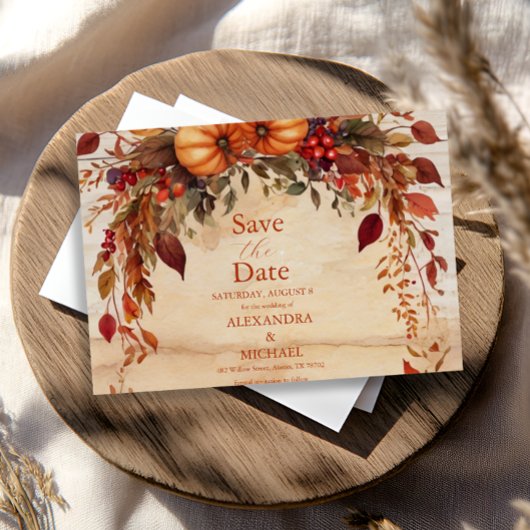 Fall Floral Pumpkin Rustikale Hochzeit Save The Date
