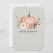 Fall Floral Pumpkin Sage Green Gold Baby Dusche Einladung (Rückseite)