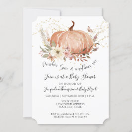 Fall Floral Pumpkin Sage Green Gold Baby Dusche Einladung