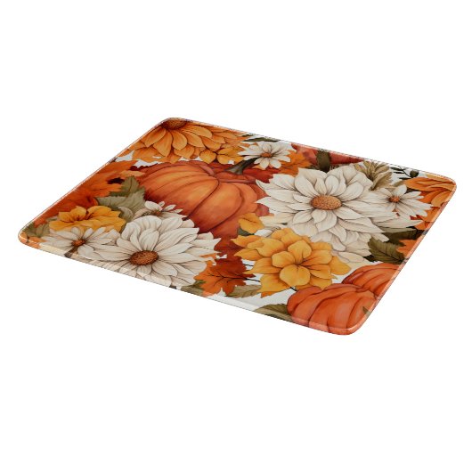 Fall Floral Pumpkin Schneidebrett (Ecke)