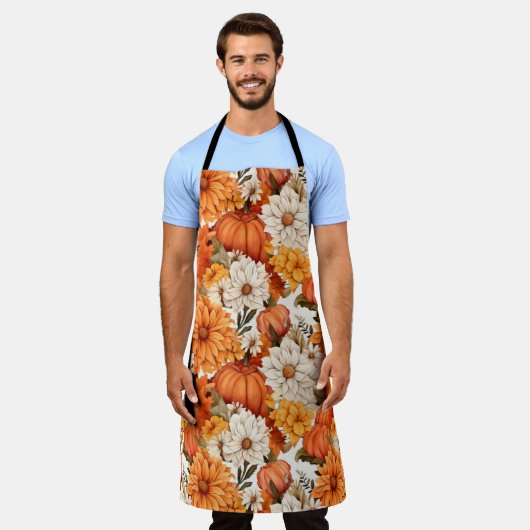 Fall Floral Pumpkin Schürze (Getragen)
