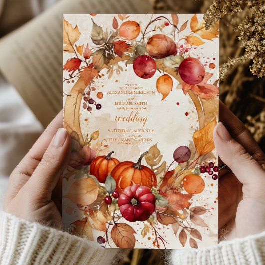 Fall Floral Pumpkin Scrip Hochzeit Einladung