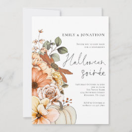 Fall Floral Pumpkin Script-Halloween-Party Einladung