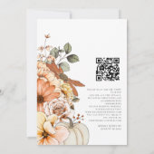 Fall Floral Pumpkin Script QR Code Wedding Einladu Einladung (Rückseite)