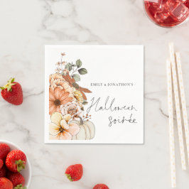 Fall Floral Pumpkin Skript Halloween Soirée Serviette