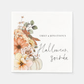 Fall Floral Pumpkin Skript Halloween Soirée Serviette (Vorderseite)