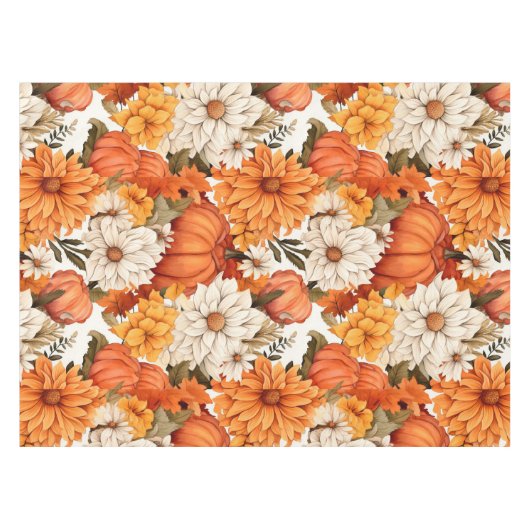 Fall Floral Pumpkin Tischdecke (Vorderseite (Horizontal))
