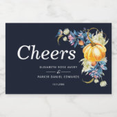 Fall Floral Pumpkin Wedding Custom Schaumweinetikett (Einzelnes Label)