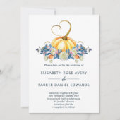 Fall Floral Pumpkin Wedding Einladung (Vorderseite)