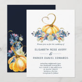 Fall Floral Pumpkin Wedding Einladung (Vorne/Hinten)