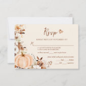 Fall Floral Pumpkin Wedding RSVP Karte (Vorderseite)