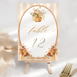 Fall Floral Pumpkin Wedding Tischnummer
