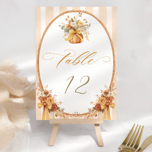 Fall Floral Pumpkin Wedding Tischnummer