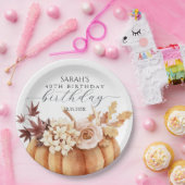 Fall Floral Pumpkin Woman Birthday Brunch Pappteller (Party)