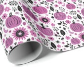Fall Floral Pumpkin Wrapping Paper Geschenkpapier (Rolleneckpunkt)