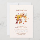 Fall Floral & Pumpkins Kinderdusche Einladung (Vorderseite)