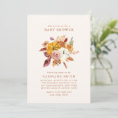 Fall Floral & Pumpkins Kinderdusche Einladung (Stehend Vorderseite)