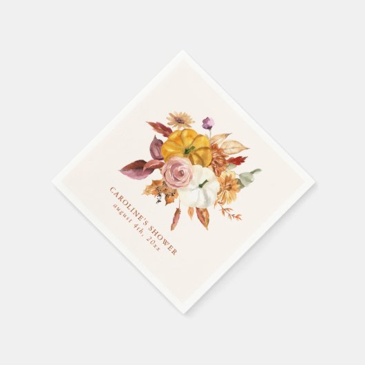 Fall Floral & Pumpkins Kinderdusche Serviette (Ecke)