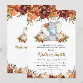 Fall Floral Pumpkins Niedlich Elephant Baby Dusche Einladung